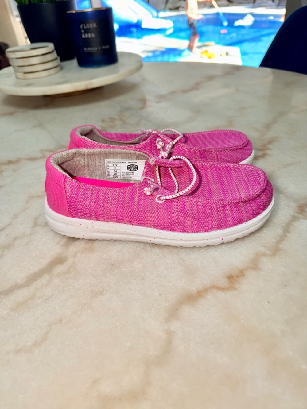 Hey Dude Kids Slip-On Sneakers in Bright Pink